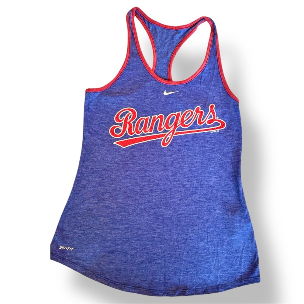 NIKE Dry Fit Texas Rangers Baseball MLB Blue & Red Tank Top - Picture 2 of 10